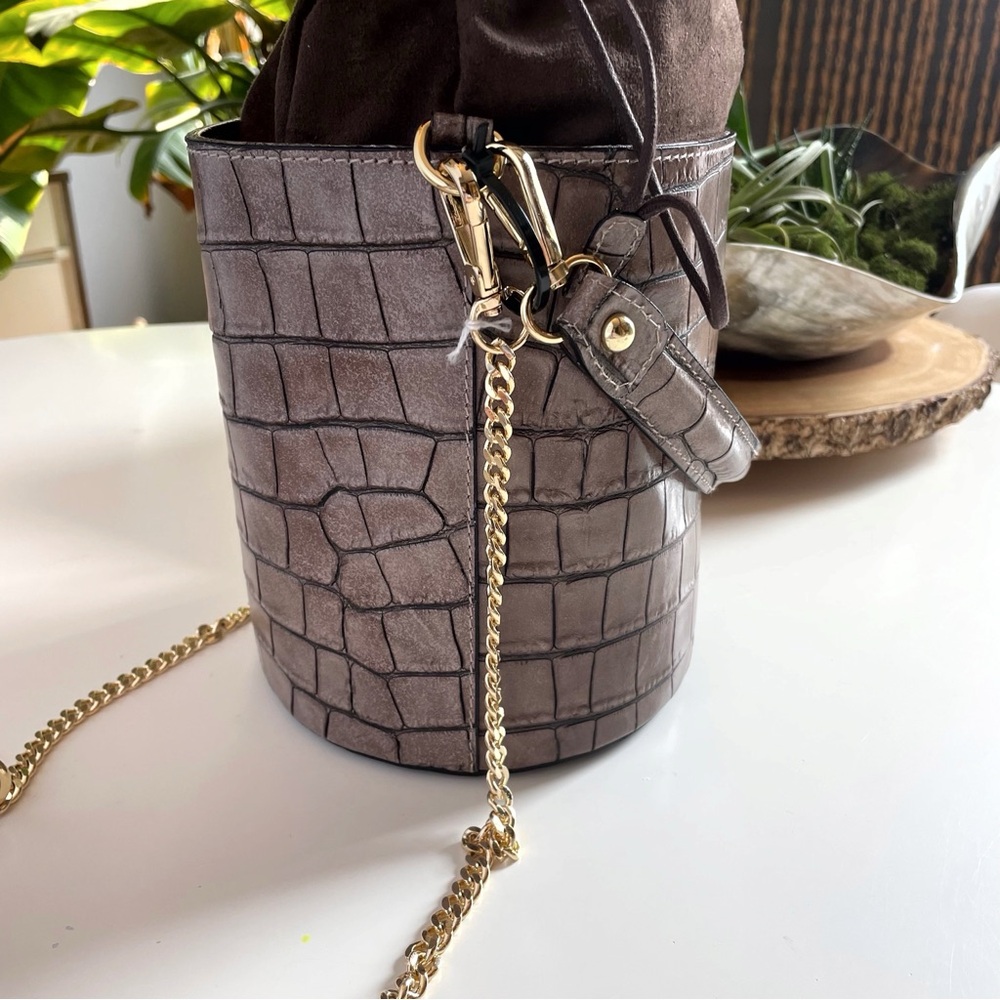 Pratesi Secchiello Lady bag K335 in genuine Italian leather Crocodile Embossed - Picture 4 of 10